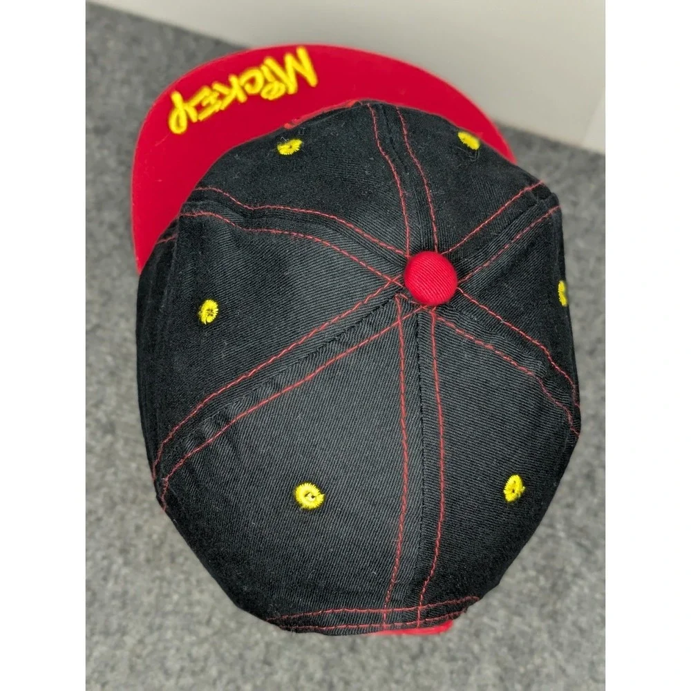 Disney Mickey Mouse Kids One Size Snapback Hat‎ Red Black Embroidered Signature